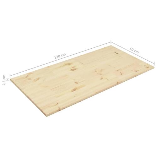 Bordplade 120x60x2,5 cm rektangulær naturligt fyrretræ