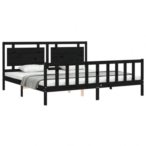 Sengeramme med sengegavl 200 x 200 cm - sort