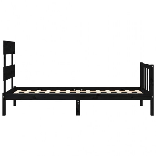 Sengeramme med sengegavl 100x200 cm massivt træ sort