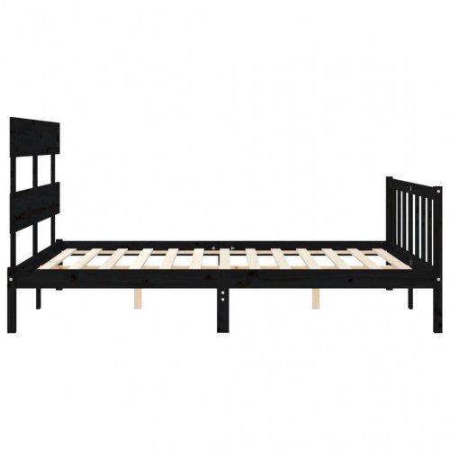 Sengeramme med sengegavl kingsize massivt træ sort
