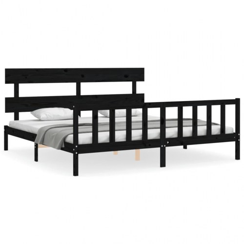 Sengeramme med sengegavl 200x200 cm - sort