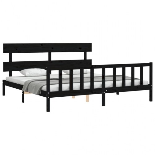 Sengeramme med sengegavl 200x200 cm - sort
