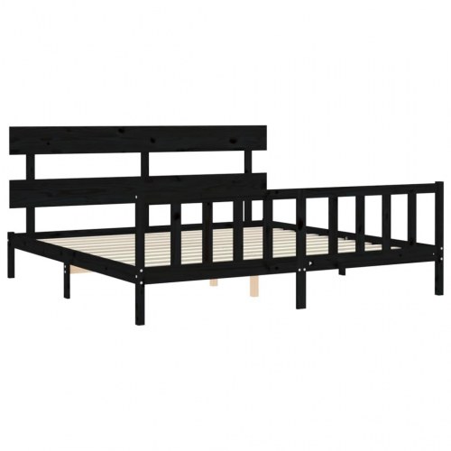 Sengeramme med sengegavl 200x200 cm - sort