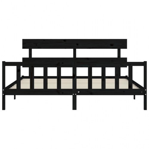 Sengeramme med sengegavl 200x200 cm - sort