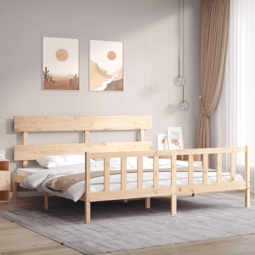 Sengeramme med gavl - Super King 180x200 cm, massivt fyrretræ