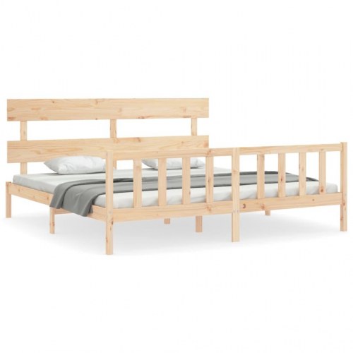 Sengeramme med gavl - Super King 180x200 cm, massivt fyrretræ