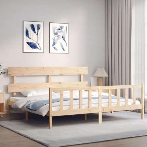 Sengeramme med gavl - Super King 180x200 cm, massivt fyrretræ