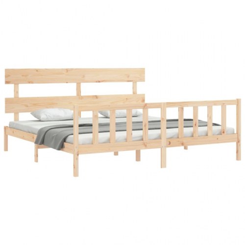 Sengeramme med gavl - Super King 180x200 cm, massivt fyrretræ