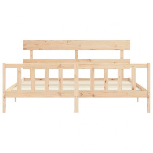 Sengeramme med gavl - Super King 180x200 cm, massivt fyrretræ