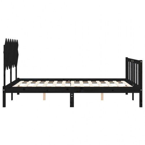 Sengeramme med sengegavl kingsize massivt træ sort