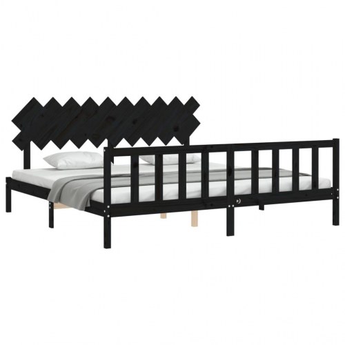 Sengeramme med sengegavl 200 x 200 cm - sort