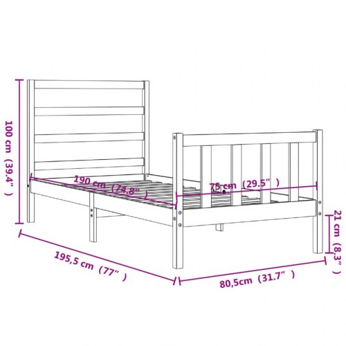 Sengeramme med gavl Small Single 75 x 190 cm - sort