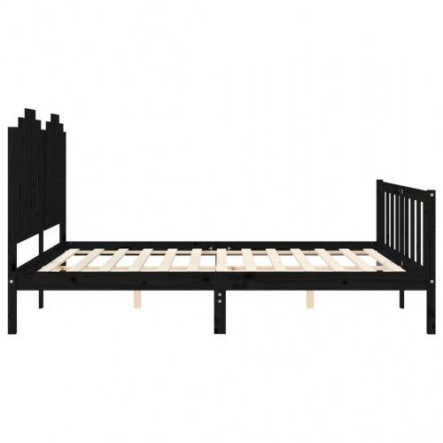 Sengeramme med sengegavl 180x200 cm massivt træ sort
