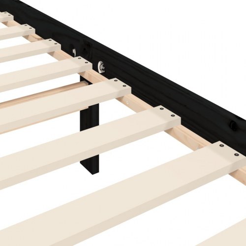 Sengeramme med sengegavl 180x200 cm massivt træ sort