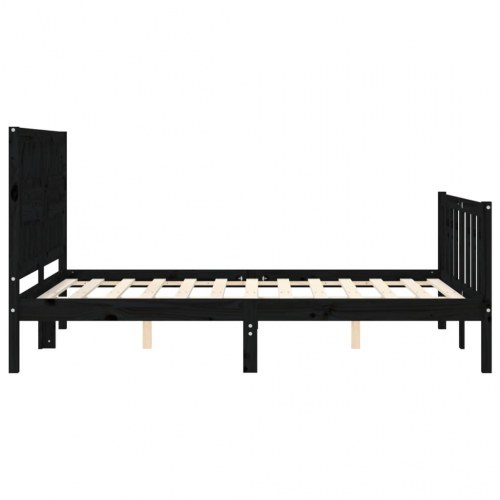 Sengeramme med sengegavl 140x190 cm massivt træ sort