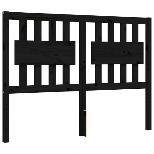 Sengeramme med sengegavl 140x190 cm massivt træ sort
