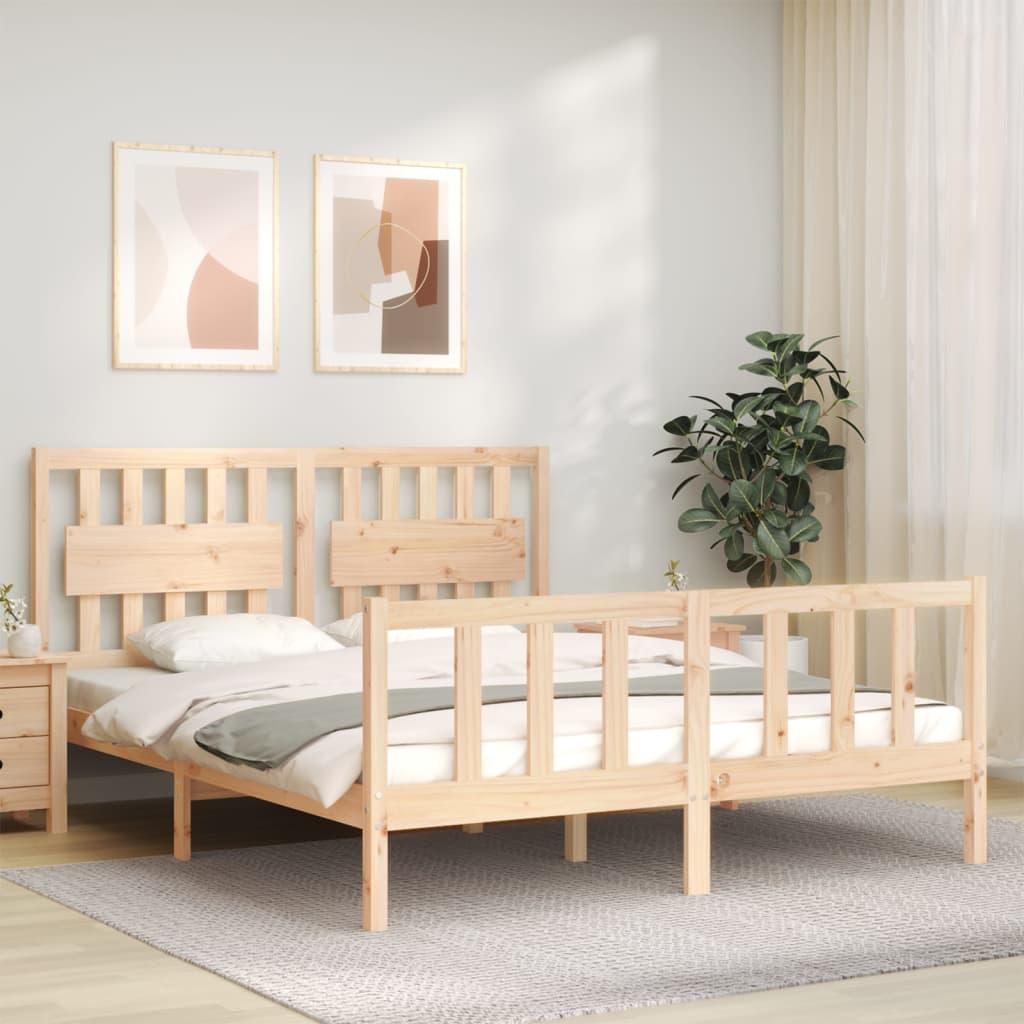Sengeramme Uden Madras Massivt Fyrretræ - Naturfarvet / 160 x 200 cm