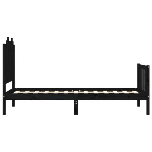 Sengeramme med sengegavl 90x190 cm massivt træ sort