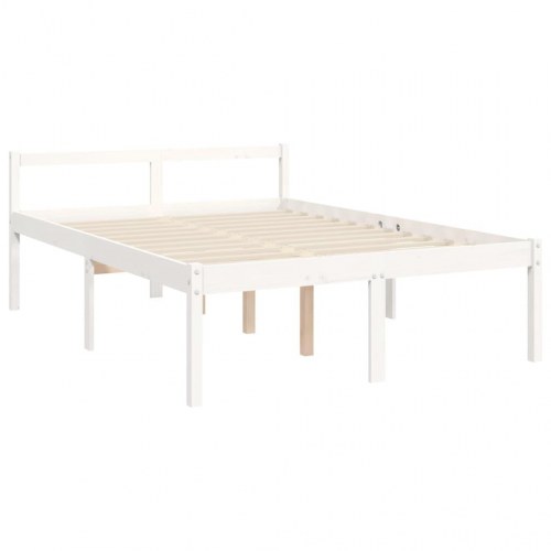 Seniorseng med sengegavl 140 x 190 cm i massivt fyrretræ - hvid
