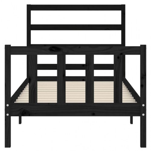 Sengeramme med sengegavl 100x200 cm massivt træ sort