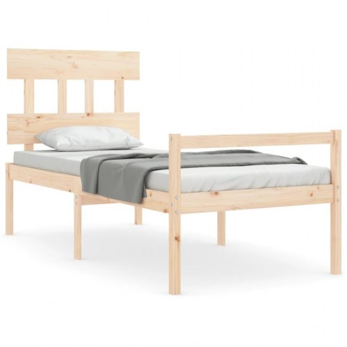 Seniorseng med sengegavl 90x200 cm - massivt fyrretræ