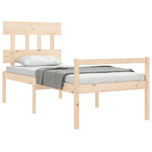 Seniorseng med sengegavl 90x200 cm - massivt fyrretræ