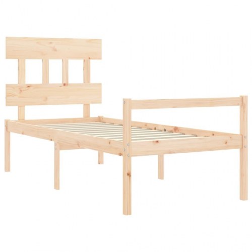 Seniorseng med sengegavl 90x200 cm - massivt fyrretræ