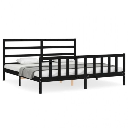 Sengeramme 200 x 200 cm med sengegavl - sort