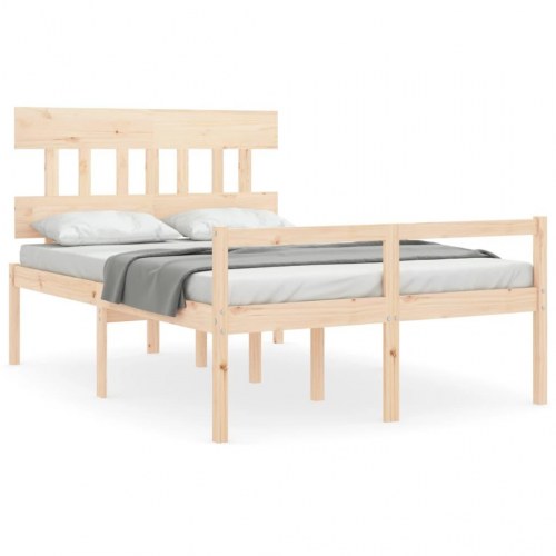 Seniorseng i massivt fyrretræ med sengegavl - 120 x 190 cm