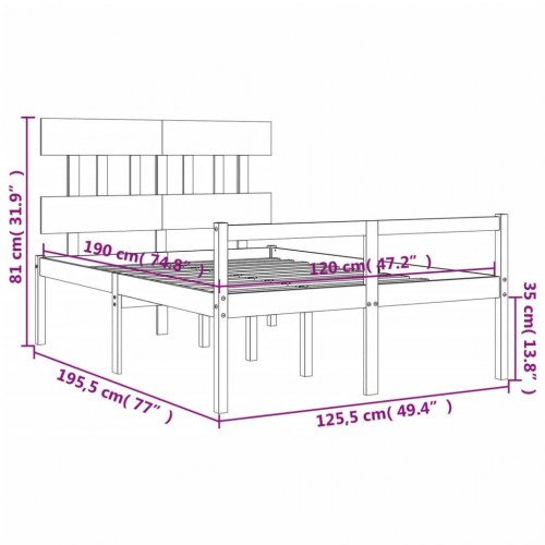 Seniorseng i massivt fyrretræ med sengegavl - 120 x 190 cm