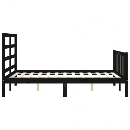 Sengeramme med sengegavl 140x190 cm massivt træ sort