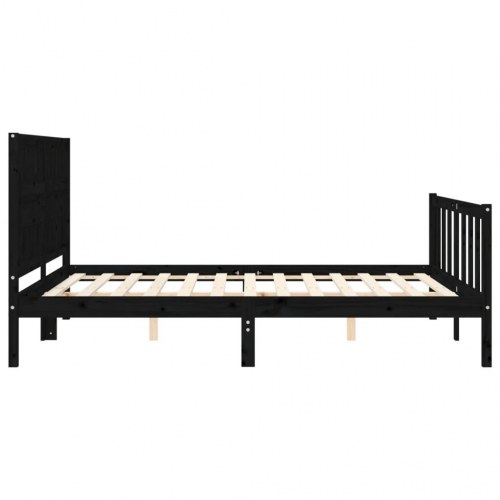 Sengeramme med sengegavl kingsize massivt træ sort