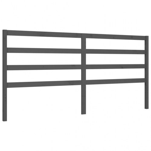 Sengeramme med sengegavl 200x200 cm massivt træ grå