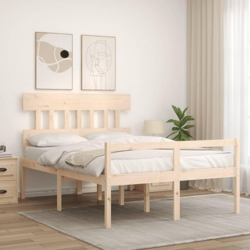 Seniorseng med sengegavl 140 x 190 cm - massivt fyrretræ