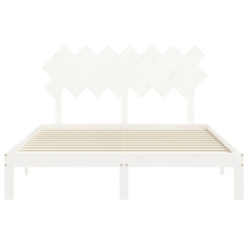 Sengeramme 140 x 190 cm i massivt fyrretræ - hvid