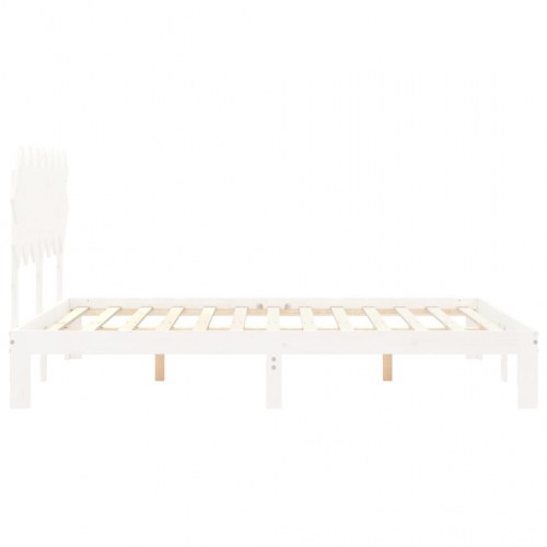 Sengeramme 140 x 190 cm i massivt fyrretræ - hvid