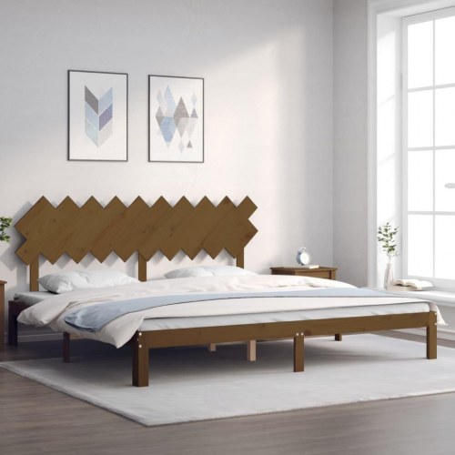 Sengeramme med sengegavl 200 x 200 cm i massivt træ