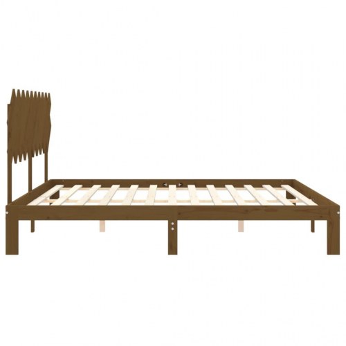 Sengeramme med sengegavl 200 x 200 cm i massivt træ