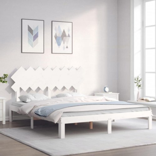 Sengeramme uden madras 160 x 200 cm i massivt fyrretræ - hvid