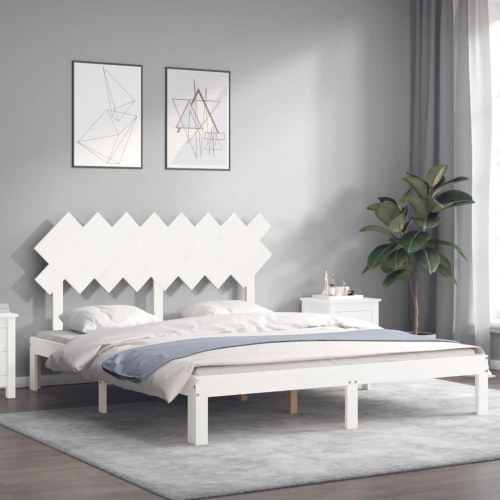 Sengeramme uden madras 160 x 200 cm i massivt fyrretræ - hvid