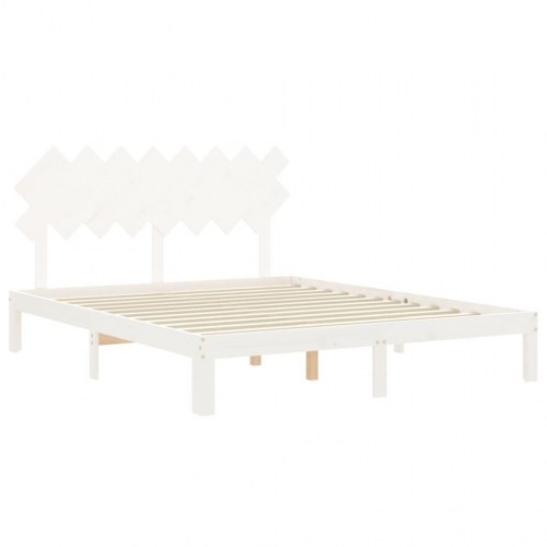 Sengeramme uden madras 160 x 200 cm i massivt fyrretræ - hvid