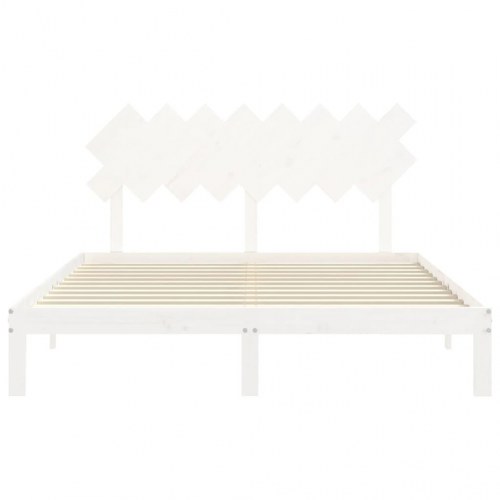Sengeramme uden madras 160 x 200 cm i massivt fyrretræ - hvid