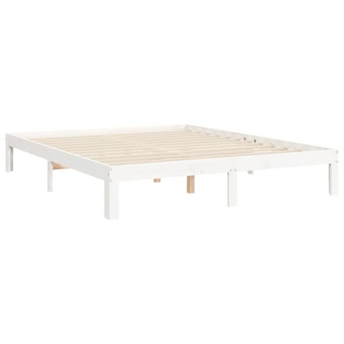 Sengeramme uden madras 160 x 200 cm i massivt fyrretræ - hvid