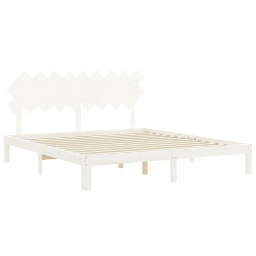 Sengeramme med sengegavl i massivt fyrretræ 180 x 200 cm - hvid