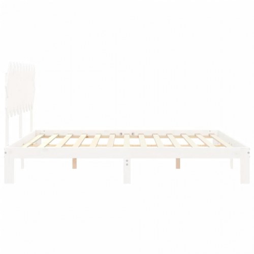 Sengeramme med sengegavl i massivt fyrretræ 180 x 200 cm - hvid