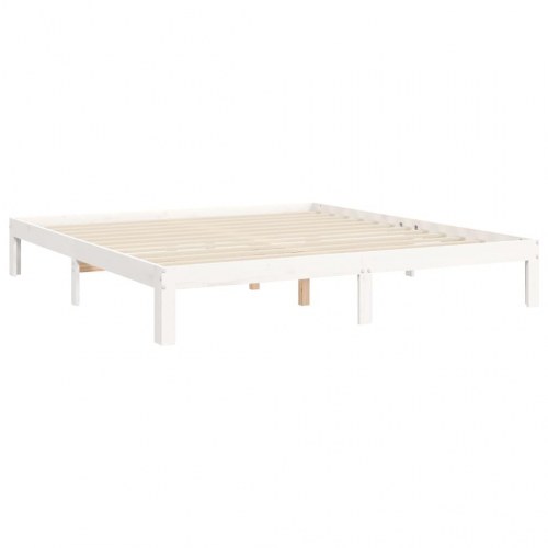 Sengeramme med sengegavl i massivt fyrretræ 180 x 200 cm - hvid