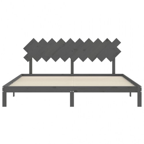 Sengeramme med sengegavl 200 x 200 cm - grå