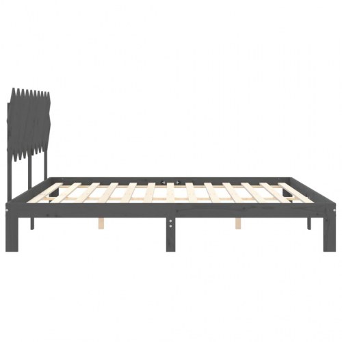 Sengeramme med sengegavl 200 x 200 cm - grå