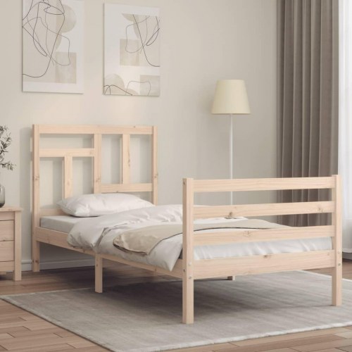 Sengeramme med sengegavl Single massivt træ