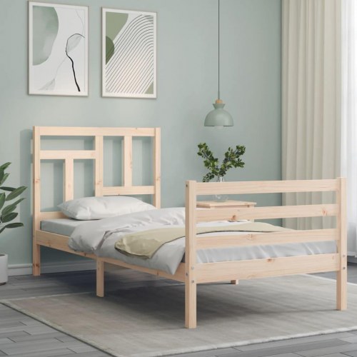 Sengeramme med sengegavl Single massivt træ